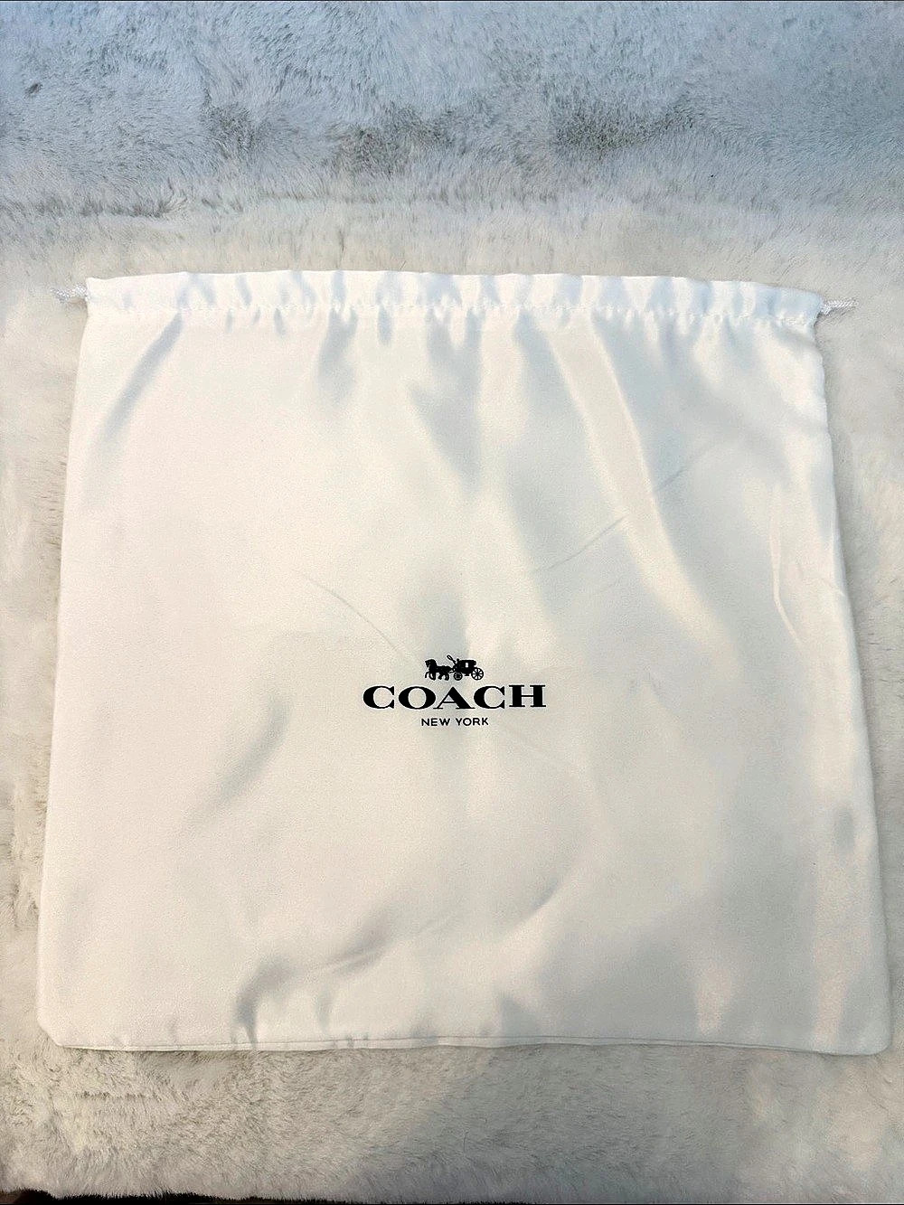Coach White Dust Bag with Black Logo